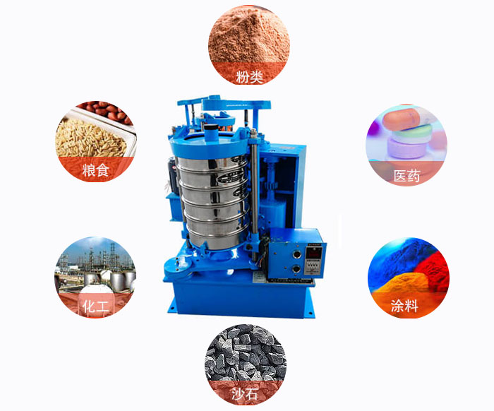 拍擊式標(biāo)準(zhǔn)振篩機(jī)適用范圍：粉狀，醫(yī)藥，糧食，石沙，化工，涂料等