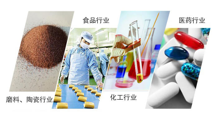圓形旋振篩適用行業(yè)：磨料，陶瓷行業(yè)，食品行業(yè)，化工行業(yè)，醫(yī)藥行業(yè)。