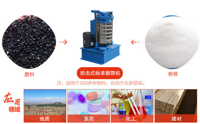 拍擊篩適用于多種物料顆粒狀，粉狀，不規(guī)則物料的篩分。